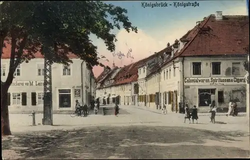 Ak Königsbrück in der Oberlausitz, Königstraße, Geschäft M. Leissner, Kolonialwarenhandlung