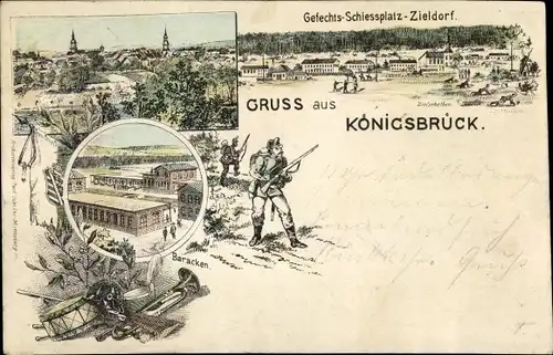 Litho Königsbrück in der Oberlausitz, Truppenübungsplatz, Gefechtsschießplatz Zieldorf, Baracken