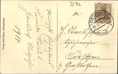 Passepartout Ak Geringswalde Sachsen, Stadtpanorama, Winter, Glückwunsch Neujahr