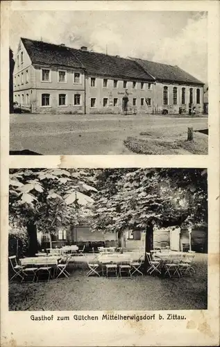 Ak Mittelherwigsdorf in der Oberlausitz, Gasthof zum Gütchen