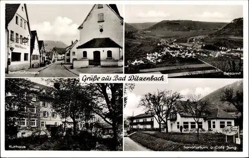 Ak Bad Ditzenbach in der Schwäbischen Alb, Bahnhofstrasse, Kurhaus, Sanatorium, Cafe Jung