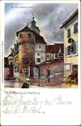 Künstler Ak Stutz, Tauberbischofsheim in Baden Württemberg, Altes Schloss