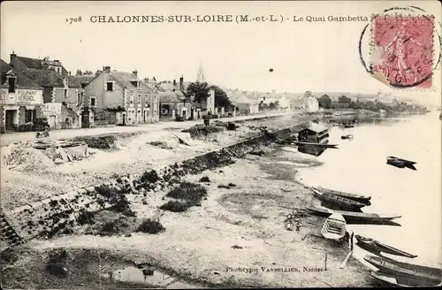 Ak Chalonnes sur Loire Maine et Loire, Le Quai Gambetta