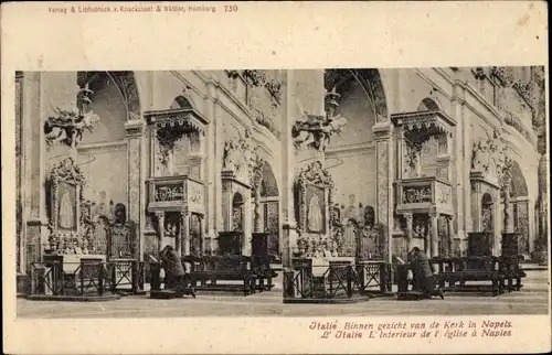 Stereo Ak Napoli Neapel Campania, Innenansicht der Kirche