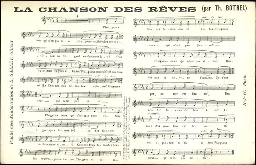 Lied Ak Theodore Botrel, La Chanson des Reves