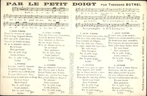 Lied Ak Theodore Botrel, Par le Petit Doigt