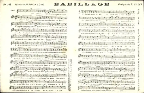 Lied Ak Babillage, Antonin Louis, E. Gillet