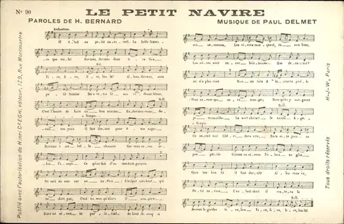 Lied Ak Le Petit Navire, H. Bernard, Paul Delmet