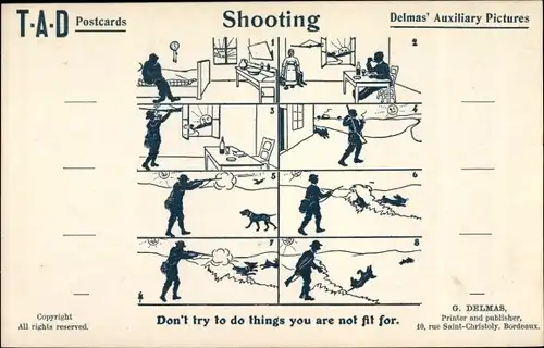 Künstler Ak Shooting, Delmas' Auxiliary Pictures, Jäger