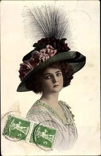 Ak Portrait einer Frau mit Hut