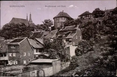 Ak Nordhausen am Harz, Stadtmauer mit Dom