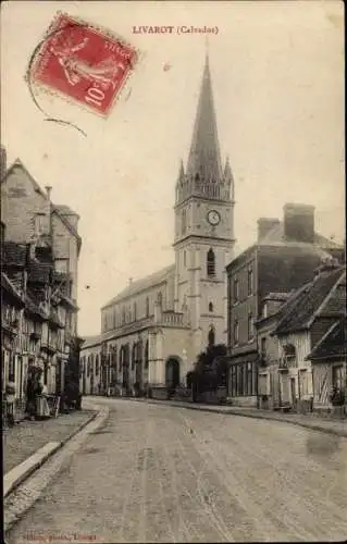 Ak Livarot Calvados, Straßenpartie, Kirche