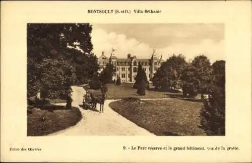 Ak Montsoult Val-d’Oise, Le Parc et le grand batiment, Villa Bethanie