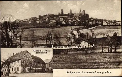 Ak Rennersdorf Stolpen in Sachsen, Gesamtansicht, Menzels Gasthaus