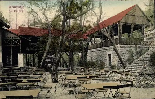 Ak Dresden Pillnitz, Gasthaus Meixmühle, Terrasse