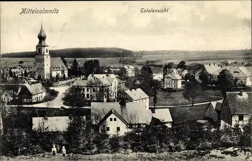 Ak Mittel Colmnitz Klingenberg im Osterzgebirge, Totalansicht