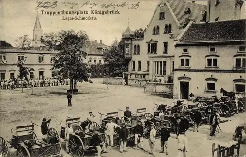 Ak Schmorkau Neukirch Sachsen, Lager, Truppenübungsplatz Königsbrück, Armeefahrzeuge