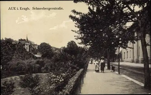 Ak Aue im Erzgebirge Sachsen, Schneeberger Straße