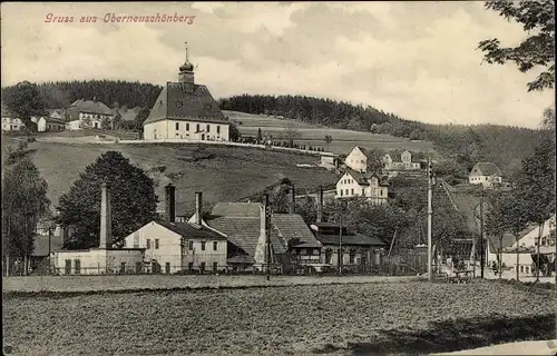 Ak Oberneuschönberg Olbernhau im Erzgebirge, Teilansicht