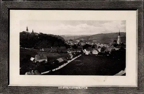 Präge Passepartout Ak Neuhausen im Erzgebirge, Totalansicht