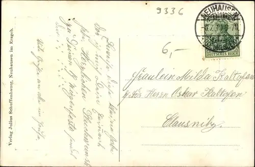 Präge Passepartout Ak Neuhausen im Erzgebirge, Totalansicht