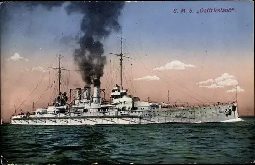 Ak Deutsches Kriegsschiff, SMS Ostfriesland, Kaiserliche Marine