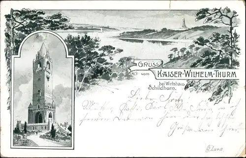 Litho Berlin Wilmersdorf Grunewald, Der Kaiser Wilhelm Turm