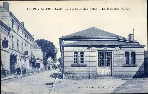 Ak Le Puy Notre Dame Maine et Loire, La Salle des Fetes, Rue des Ecoles