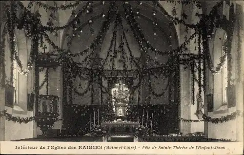 Ak Rairies Maine-et-Loire, Interieur de l'Eglise, Fete de Sainte Therese de l'Enfant Jesus