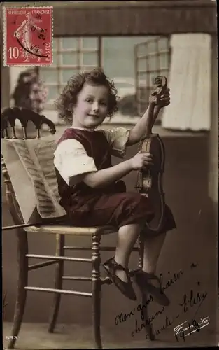 Ak Junge mit Geige