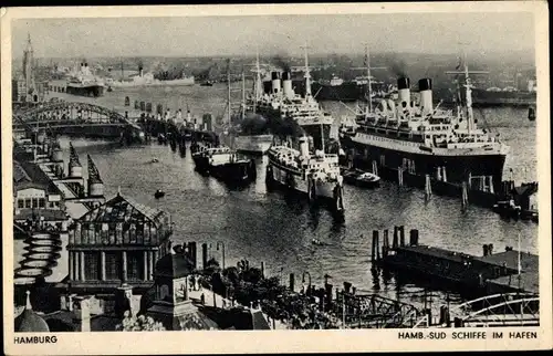 Ak Hamburg, HSDG Schiffe im Hafen