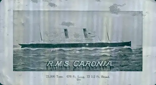 Ak Steamer RMS Caronia auf dem Meer, Cunard Line