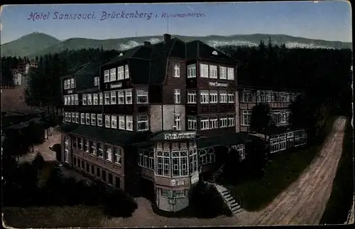 Ak Brückenberg bei Krummhübel Riesengebirge Schlesien, Hotel Sanssouci