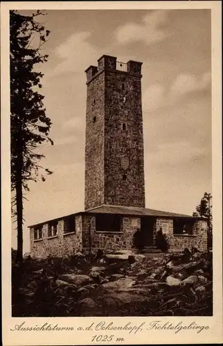 Ak Bischofsgrün Fichtelgebirge, Aussichtsturm auf dem Ochsenkopf