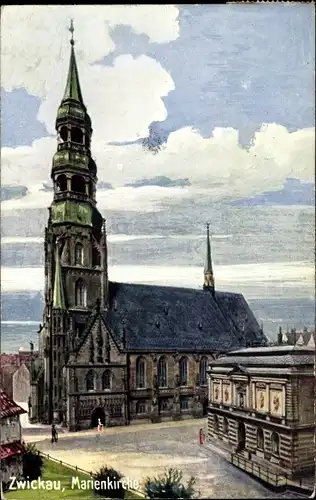 Künstler Ak Zwickau in Sachsen, Marienkirche