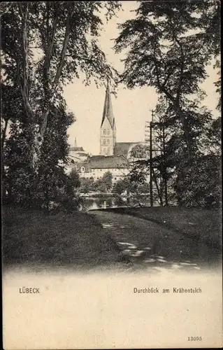 Ak Hansestadt Lübeck, Durchblick am Krähenteich