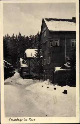 Ak Braunlage im Oberharz, Dorfpartie im Winter