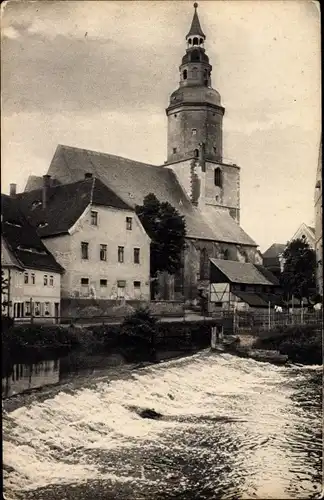 Ak Döbeln Sachsen, Nikolaikirche mit Wehr der Obermühle
