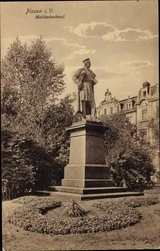 Ak Plauen Vogtland, Blick auf das Moltkedenkmal, Haus