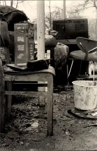 Foto Ak Hamburg Wilhelmsburg, Kaffee Brandt, Hochwasserschäden