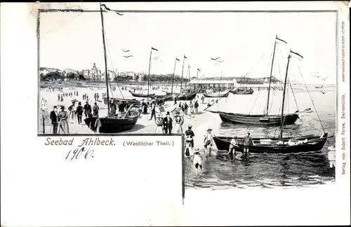 Ak Ostseebad Ahlbeck Heringsdorf auf Usedom, Segelboote, Strandpromenade