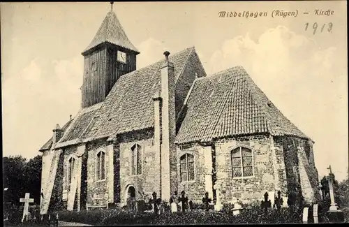 Ak Middelhagen Rügen, Kirche 1913