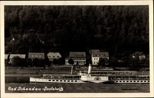 Ak Postelwitz Bad Schandau in Sachsen, Elbdampfer Leipzig, Haus Häntzschel