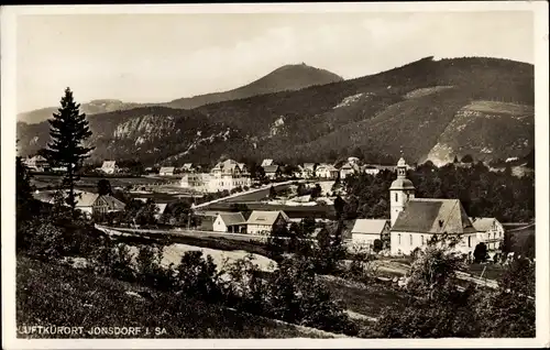 Ak Jonsdorf Zittauer Gebirge, Ortschaft mit Landschaft