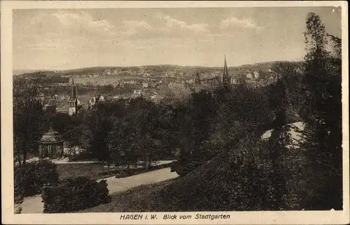 Ak Hagen in Westfalen, Blick vom Stadtgarten