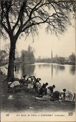 Ak Louvigny Calvados, Les Bords de l'Orne, Laveuses