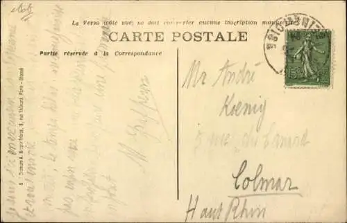 Ak Milly la Forêt Essonne, L'Eglise et la Gendarmerie