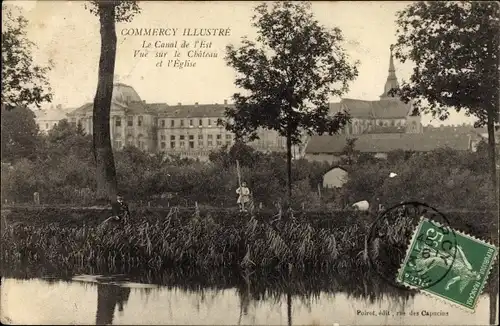 Ak Commercy Meuse, Le Canal de l'Est, Vue sur le Chateau et l'Eglise