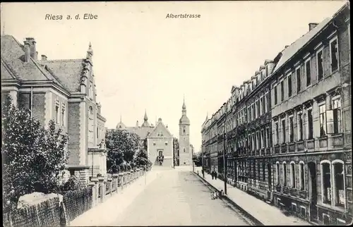 Ak Riesa an der Elbe Sachsen, Albertstraße