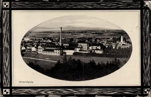 Passepartout Ak Hirschfelde Zittau in Sachsen, Blick auf den Ort